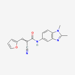 molecular formula C17H14N4O2 B2798076 2-cyano-N-(1,2-dimethyl-1H-1,3-benzodiazol-5-yl)-3-(furan-2-yl)prop-2-enamide CAS No. 1424625-51-3