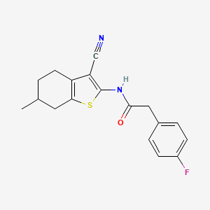 molecular formula C18H17FN2OS B2798097 N-(3-cyano-6-methyl-4,5,6,7-tetrahydrobenzo[b]thiophen-2-yl)-2-(4-fluorophenyl)acetamide CAS No. 900000-66-0