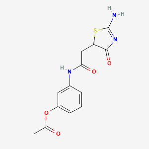 molecular formula C13H13N3O4S B2798103 3-(2-(2-Imino-4-oxothiazolidin-5-yl)acetamido)phenyl acetate CAS No. 691381-98-3