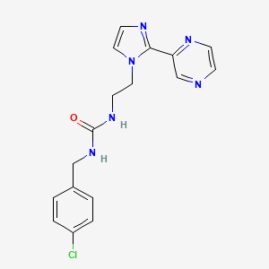 molecular formula C17H17ClN6O B2798104 1-(4-chlorobenzyl)-3-(2-(2-(pyrazin-2-yl)-1H-imidazol-1-yl)ethyl)urea CAS No. 2034477-46-6