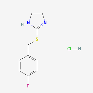 molecular formula C10H12ClFN2S B2798108 2-[(4-fluorobenzyl)thio]-4,5-dihydro-1H-imidazole hydrochloride CAS No. 1094031-65-8