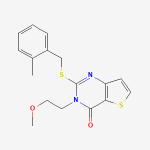molecular formula C17H18N2O2S2 B2798117 3-(2-methoxyethyl)-2-[(2-methylbenzyl)sulfanyl]thieno[3,2-d]pyrimidin-4(3H)-one CAS No. 1326932-61-9