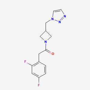 molecular formula C14H14F2N4O B2798119 2-(2,4-Difluorophenyl)-1-[3-(triazol-1-ylmethyl)azetidin-1-yl]ethanone CAS No. 2309539-62-4