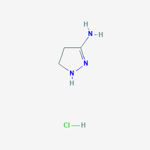 molecular formula C3H8ClN3 B2798122 4,5-dihydro-1H-pyrazol-3-amine hydrochloride CAS No. 82845-80-5