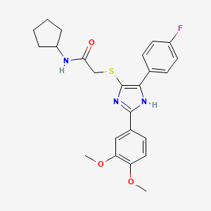 molecular formula C24H26FN3O3S B2798127 N-cyclopentyl-2-((2-(3,4-dimethoxyphenyl)-5-(4-fluorophenyl)-1H-imidazol-4-yl)thio)acetamide CAS No. 901258-19-3