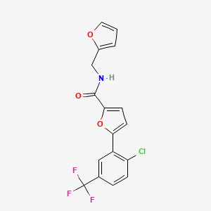molecular formula C17H11ClF3NO3 B2798132 5-(2-chloro-5-(trifluoromethyl)phenyl)-N-(furan-2-ylmethyl)furan-2-carboxamide CAS No. 831177-40-3