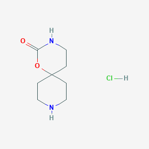 molecular formula C8H15ClN2O2 B2798145 1-氧杂-3,9-二氮杂螺[5.5]十一烷-2-酮盐酸盐 CAS No. 1598381-36-2