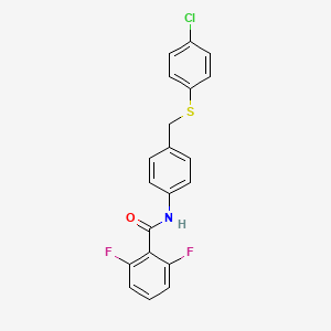 molecular formula C20H14ClF2NOS B2798158 N-(4-{[(4-chlorophenyl)sulfanyl]methyl}phenyl)-2,6-difluorobenzenecarboxamide CAS No. 321431-94-1