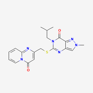 molecular formula C19H20N6O2S B2798163 2-(((6-isobutyl-2-methyl-7-oxo-6,7-dihydro-2H-pyrazolo[4,3-d]pyrimidin-5-yl)thio)methyl)-4H-pyrido[1,2-a]pyrimidin-4-one CAS No. 2319832-58-9