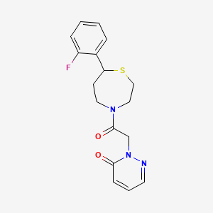 molecular formula C17H18FN3O2S B2798165 2-(2-(7-(2-氟苯基)-1,4-噻吩-4-基)-2-氧代乙基)吡啶并[3,2H]-酮 CAS No. 1705888-70-5