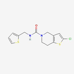 molecular formula C13H13ClN2OS2 B2798167 2-chloro-N-(thiophen-2-ylmethyl)-6,7-dihydrothieno[3,2-c]pyridine-5(4H)-carboxamide CAS No. 2034459-15-7