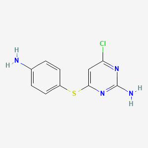 molecular formula C10H9ClN4S B2798172 4-[(4-Aminophenyl)sulfanyl]-6-chloro-2-pyrimidinamine CAS No. 339016-19-2