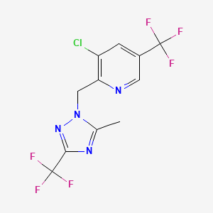 molecular formula C11H7ClF6N4 B2798179 3-chloro-2-{[5-methyl-3-(trifluoromethyl)-1H-1,2,4-triazol-1-yl]methyl}-5-(trifluoromethyl)pyridine CAS No. 1092346-53-6