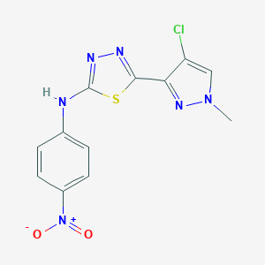 2-(4-chloro-1-methyl-1H-pyrazol-3-yl)-5-{4-nitroanilino}-1,3,4-thiadiazole