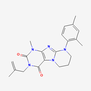 molecular formula C21H25N5O2 B2798181 9-(2,4-二甲基苯基)-1-甲基-3-(2-甲基丙烯基)-6,7,8,9-四氢吡咯并[2,1-f]嘧啶-2,4(1H,3H)-二酮 CAS No. 923399-62-6