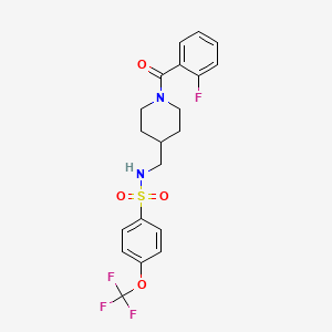 molecular formula C20H20F4N2O4S B2798182 N-((1-(2-fluorobenzoyl)piperidin-4-yl)methyl)-4-(trifluoromethoxy)benzenesulfonamide CAS No. 1235389-65-7
