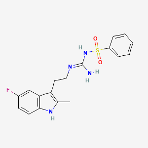 molecular formula C18H19FN4O2S B2798202 1-(benzenesulfonyl)-2-[2-(5-fluoro-2-methyl-1H-indol-3-yl)ethyl]guanidine CAS No. 869075-06-9