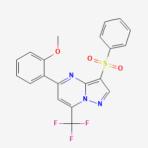 molecular formula C20H14F3N3O3S B2798205 5-(2-Methoxyphenyl)-3-(phenylsulfonyl)-7-(trifluoromethyl)pyrazolo[1,5-a]pyrimidine CAS No. 685107-95-3