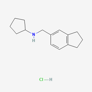 molecular formula C15H22ClN B2798208 N-(2,3-dihydro-1H-inden-5-ylmethyl)cyclopentanamine hydrochloride CAS No. 1258641-08-5