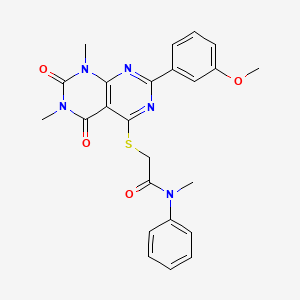 2-((2-(3-methoxyphenyl)-6,8-dimethyl-5,7-dioxo-5,6,7,8-tetrahydropyrimido[4,5-d]pyrimidin-4-yl)thio)-N-methyl-N-phenylacetamide
