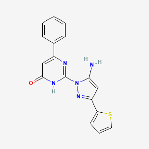 2-(5-amino-3-(thiophen-2-yl)-1H-pyrazol-1-yl)-6-phenylpyrimidin-4(3H)-one