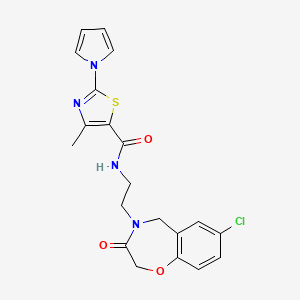 N-(2-(7-chloro-3-oxo-2,3-dihydrobenzo[f][1,4]oxazepin-4(5H)-yl)ethyl)-4-methyl-2-(1H-pyrrol-1-yl)thiazole-5-carboxamide