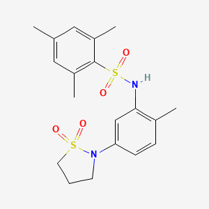 molecular formula C19H24N2O4S2 B2798222 N-(5-(1,1-dioxidoisothiazolidin-2-yl)-2-methylphenyl)-2,4,6-trimethylbenzenesulfonamide CAS No. 951518-95-9