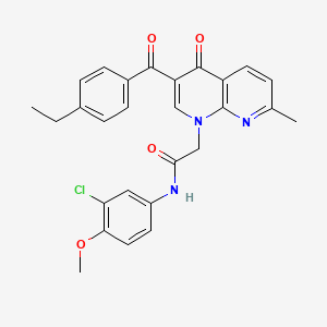 molecular formula C27H24ClN3O4 B2798225 N-(3-chloro-4-methoxyphenyl)-2-(3-(4-ethylbenzoyl)-7-methyl-4-oxo-1,8-naphthyridin-1(4H)-yl)acetamide CAS No. 894887-09-3