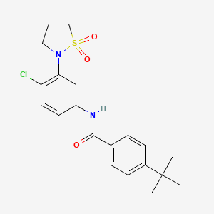 molecular formula C20H23ClN2O3S B2798226 4-tert-butyl-N-[4-chloro-3-(1,1-dioxidoisothiazolidin-2-yl)phenyl]benzamide CAS No. 1005297-17-5