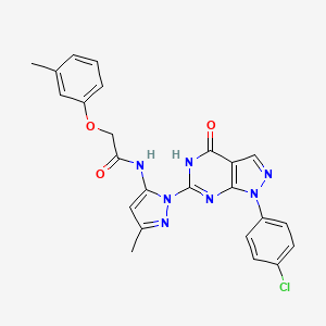 molecular formula C24H20ClN7O3 B2798227 N-(1-(1-(4-chlorophenyl)-4-oxo-4,5-dihydro-1H-pyrazolo[3,4-d]pyrimidin-6-yl)-3-methyl-1H-pyrazol-5-yl)-2-(m-tolyloxy)acetamide CAS No. 1169977-29-0