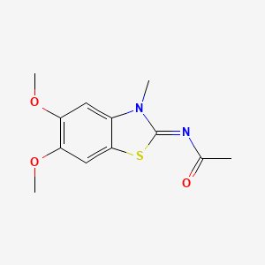 molecular formula C12H14N2O3S B2798234 (Z)-N-(5,6-dimethoxy-3-methylbenzo[d]thiazol-2(3H)-ylidene)acetamide CAS No. 895443-98-8