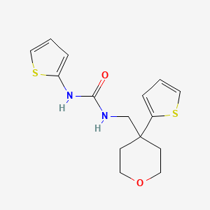 molecular formula C15H18N2O2S2 B2798237 1-(thiophen-2-yl)-3-((4-(thiophen-2-yl)tetrahydro-2H-pyran-4-yl)methyl)urea CAS No. 1206985-48-9