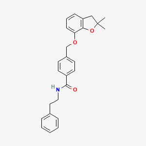 molecular formula C26H27NO3 B2798243 4-(((2,2-二甲基-2,3-二氢苯并呋喃-7-基)氧基)甲基)-N-苯乙基苯甲酰胺 CAS No. 941943-95-9