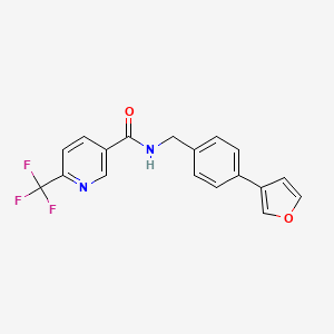 molecular formula C18H13F3N2O2 B2798246 N-(4-(呋喃-3-基)苄基)-6-(三氟甲基)烟酰胺 CAS No. 2034602-72-5