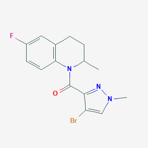 molecular formula C15H15BrFN3O B279825 (4-bromo-1-methyl-1H-pyrazol-3-yl)(6-fluoro-2-methyl-3,4-dihydroquinolin-1(2H)-yl)methanone 