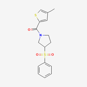 molecular formula C16H17NO3S2 B2798256 (4-甲硫噻吩-2-基)(3-(苯基磺酰)吡咯烷-1-基)甲酮 CAS No. 1705539-49-6