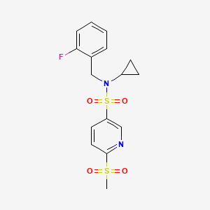 molecular formula C16H17FN2O4S2 B2798262 N-cyclopropyl-N-[(2-fluorophenyl)methyl]-6-methanesulfonylpyridine-3-sulfonamide CAS No. 1808400-71-6