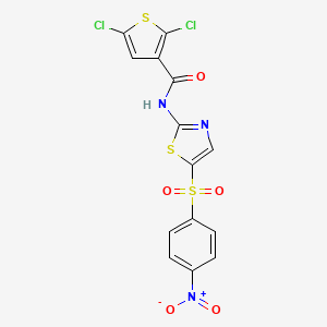 2,5-dichloro-N-(5-((4-nitrophenyl)sulfonyl)thiazol-2-yl)thiophene-3-carboxamide