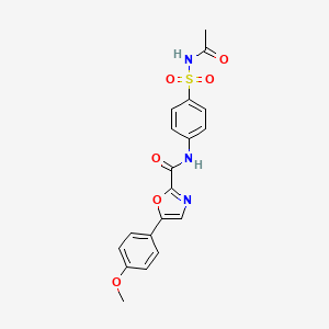 molecular formula C19H17N3O6S B2798283 N-(4-(N-acetylsulfamoyl)phenyl)-5-(4-methoxyphenyl)oxazole-2-carboxamide CAS No. 955683-82-6