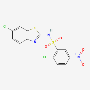 molecular formula C13H7Cl2N3O4S2 B2798284 2-氯-N-(6-氯-1,3-苯并噻唑-2-基)-5-硝基苯-1-磺酰胺 CAS No. 847794-88-1