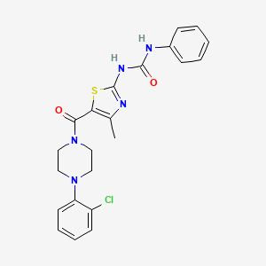 B2798287 1-(5-(4-(2-Chlorophenyl)piperazine-1-carbonyl)-4-methylthiazol-2-yl)-3-phenylurea CAS No. 941886-01-7