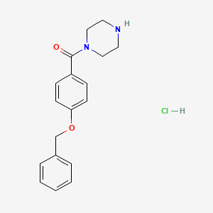 molecular formula C18H21ClN2O2 B2798288 1-[4-(Benzyloxy)benzoyl]piperazine hydrochloride CAS No. 906745-06-0