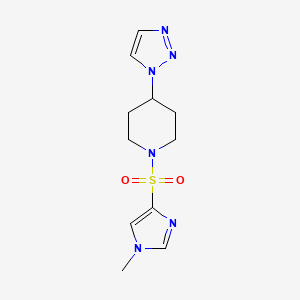 molecular formula C11H16N6O2S B2798289 1-((1-甲基-1H-咪唑-4-基)磺酰)-4-(1H-1,2,3-三唑-1-基)哌嗪 CAS No. 1795304-96-9