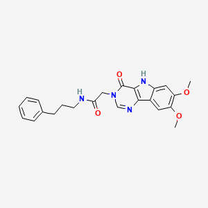 molecular formula C23H24N4O4 B2798290 2-(7,8-二甲氧-4-氧代-4,5-二氢-3H-嘧啶并[5,4-b]吲哚-3-基)-N-(3-苯基丙基)乙酰胺 CAS No. 1105226-32-1