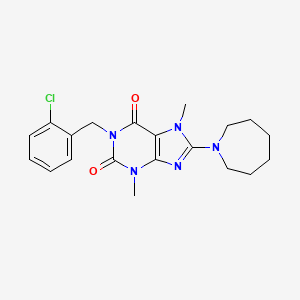 molecular formula C20H24ClN5O2 B2798294 8-(氮杂庚烷-1-基)-1-(2-氯苄基)-3,7-二甲基-1H-嘌呤-2,6(3H,7H)-二酮 CAS No. 923146-84-3