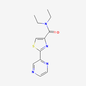 molecular formula C12H14N4OS B2798302 N,N-diethyl-2-(pyrazin-2-yl)thiazole-4-carboxamide CAS No. 1235666-08-6