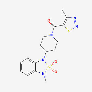 molecular formula C16H19N5O3S2 B2798307 (4-methyl-1,2,3-thiadiazol-5-yl)(4-(3-methyl-2,2-dioxidobenzo[c][1,2,5]thiadiazol-1(3H)-yl)piperidin-1-yl)methanone CAS No. 2034372-54-6