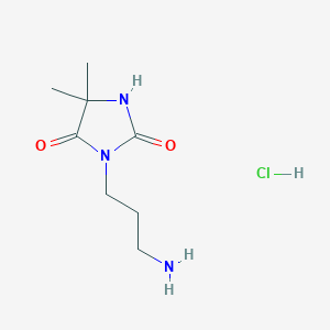 molecular formula C8H16ClN3O2 B2798310 3-(3-氨基丙基)-5,5-二甲基咪唑啉-2,4-二酮盐酸盐 CAS No. 2172051-84-0