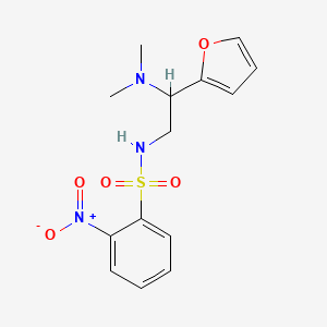molecular formula C14H17N3O5S B2798312 N-(2-(dimethylamino)-2-(furan-2-yl)ethyl)-2-nitrobenzenesulfonamide CAS No. 941996-89-0