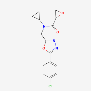 molecular formula C15H14ClN3O3 B2798324 N-[[5-(4-Chlorophenyl)-1,3,4-oxadiazol-2-yl]methyl]-N-cyclopropyloxirane-2-carboxamide CAS No. 2411268-86-3